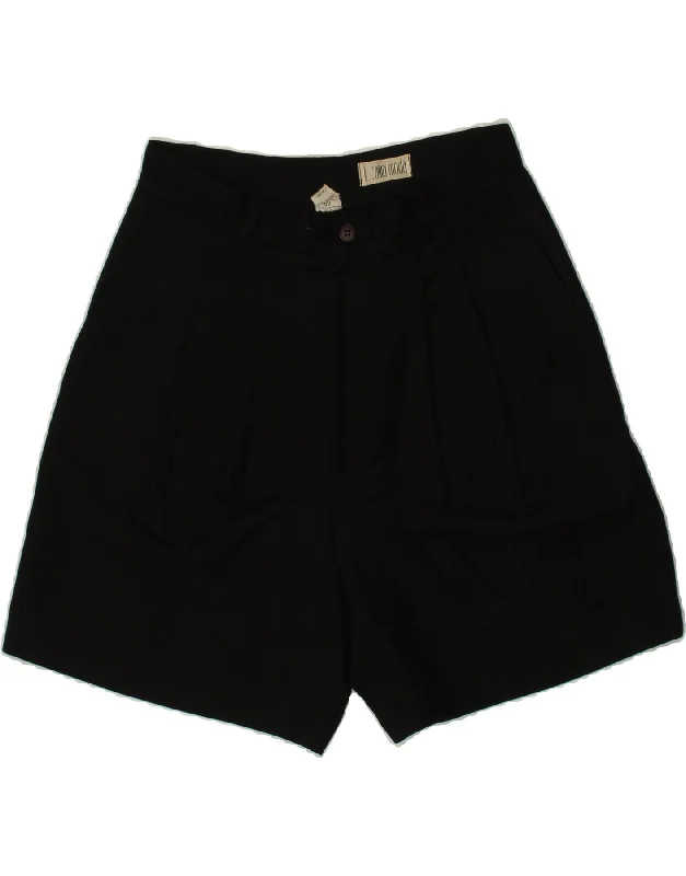L'ALTRA MODA Womens High Waist Casual Shorts IT 44 Medium W28  Black Wool Belted Paperbag Shorts