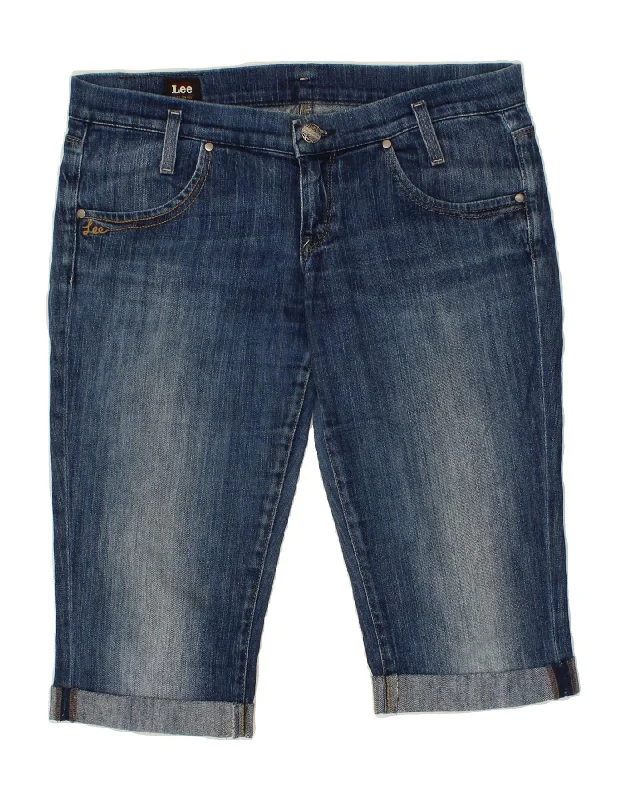 LEE Womens Lynn Denim Shorts W31 Medium  Blue Cotton Sleek Cycling Shorts