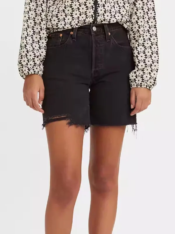 501 Mid Thigh Lunar Black Shorts Comfy Drawstring Shorts