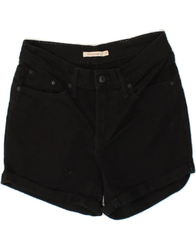 LEVI'S Womens Mid Rise Denim Shorts W28 Medium  Black Cotton Soft Pajama Shorts
