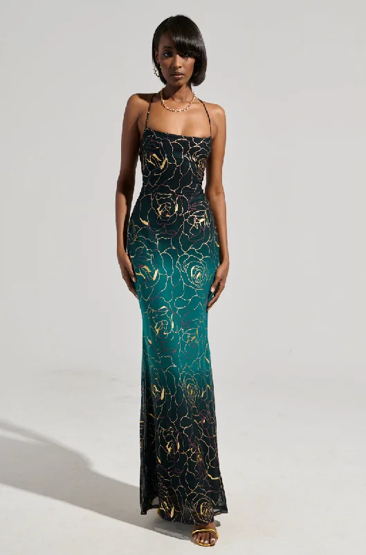 LUNA METALLIC OMBRE PRINTED MIDI DRESS Elegant Minimalist Shorts
