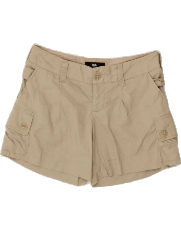 MOSSIMO Womens Cargo Shorts US 2 XS W28 Beige Linen Easy-Wear Elastic Shorts
