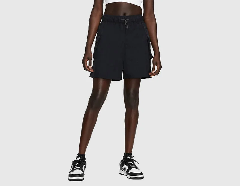 Nike Sportswear Women's Essential Woven High-Waisted Shorts Black / White Summer Relaxed Shorts