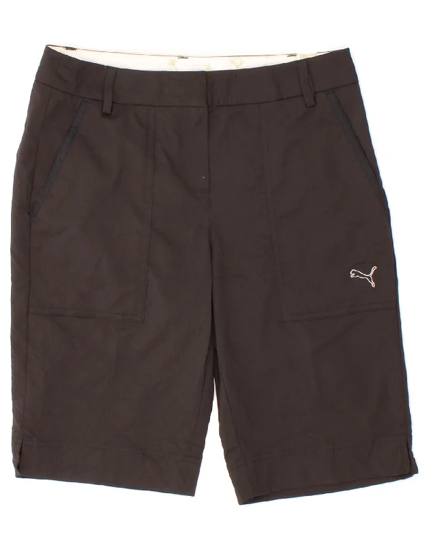 PUMA Womens Chino Shorts W30 Medium  Black Polyester Airy Linen Blend Shorts