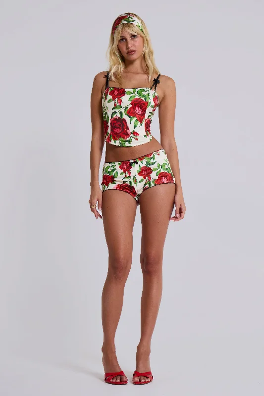 Scarlet Satin Mini Shorts Cute Ruffle Shorts