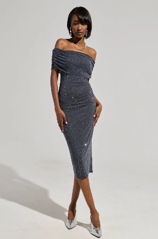 SPECIAL ENERGY MESH MIDI DRESS Elegant Draped Shorts