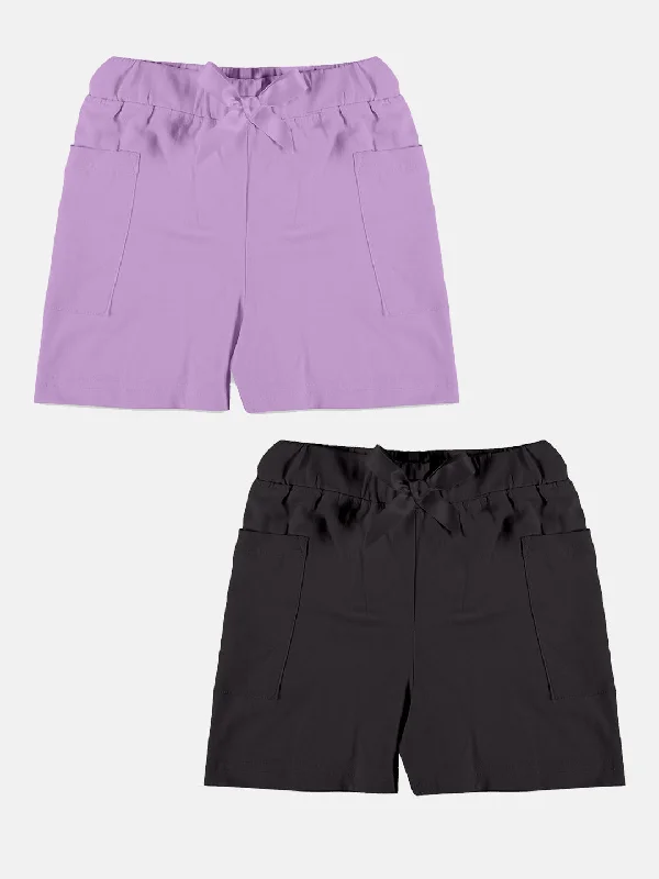 Girls Patch Pocket Hot Shorts Pack of 2 Bold Graphic Shorts