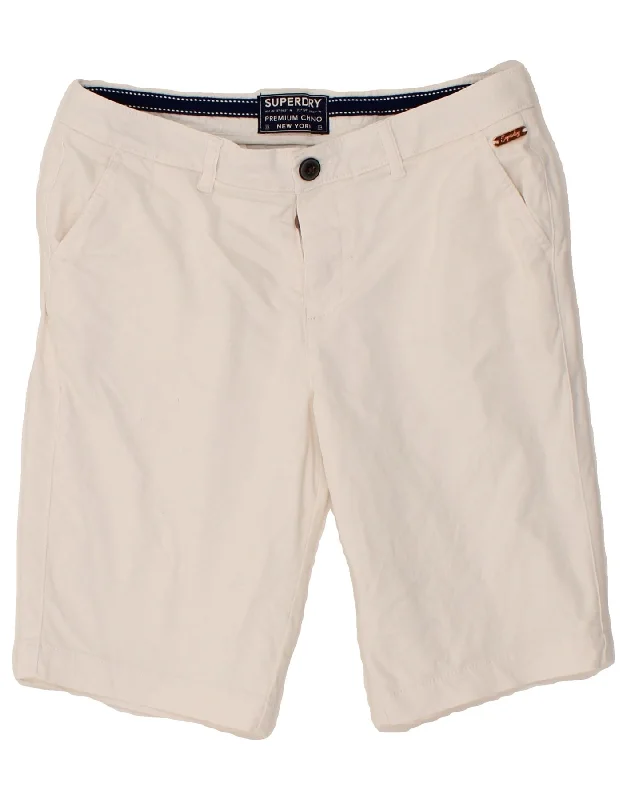 SUPERDRY Womens Chino Shorts US 10 Large W32  White Cotton Sporty Running Shorts