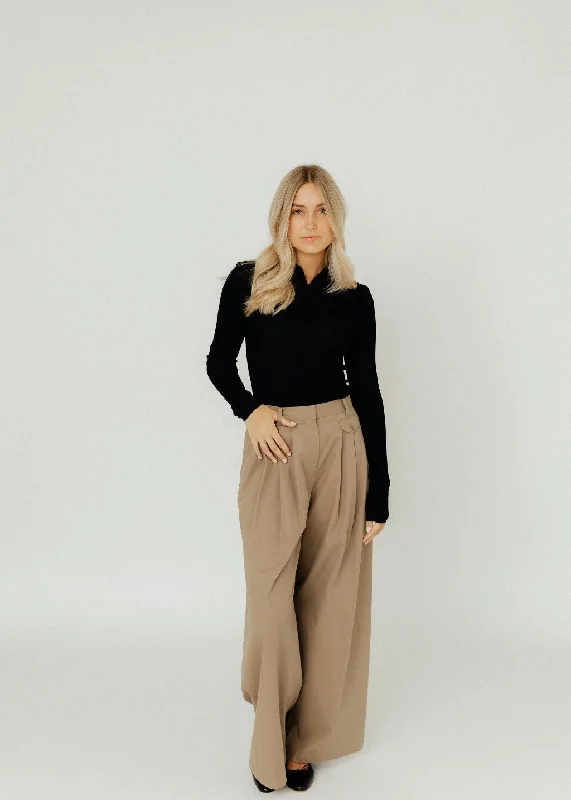 Tibi Bio Twill Triple Pleat Pant in Vintage Khaki Chic Wrap Shorts