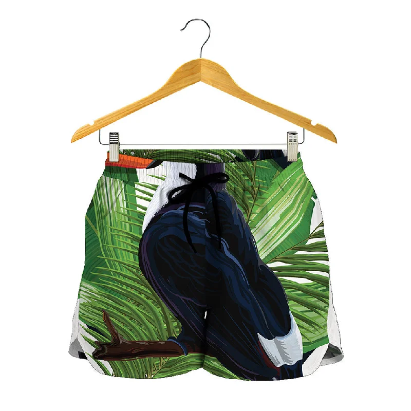 Tropical Toco  Toucan Print Women's Shorts Floral Print Shorts