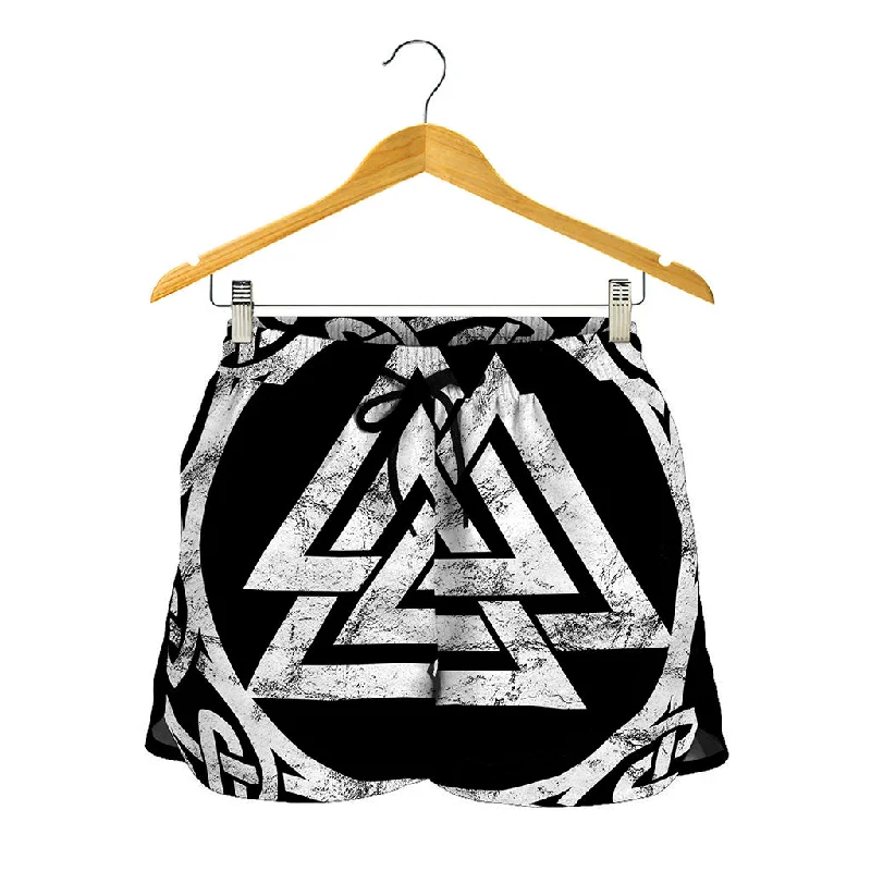 Viking Valhalla Symbol Print Women's Shorts Flirty Wrap Shorts