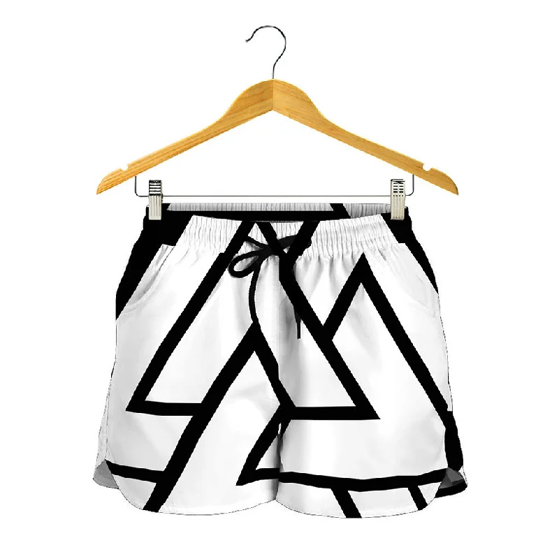 Viking Valknut Symbol Print Women's Shorts Sporty Drawstring Shorts