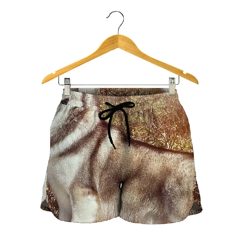 Vintage Alaskan Malamute Print Women's Shorts Tied Waist Shorts