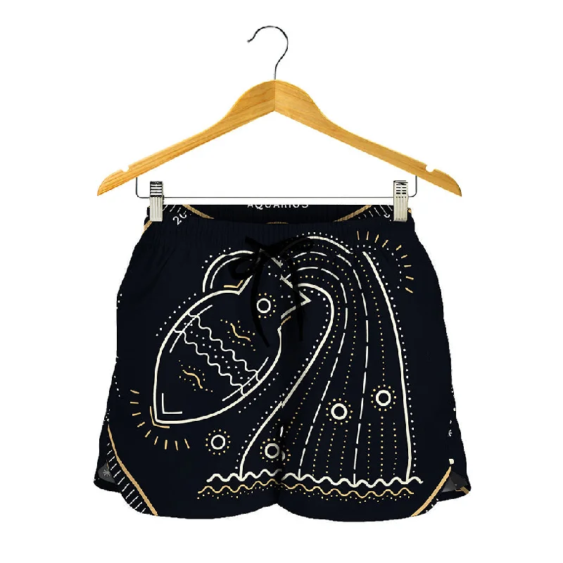 Vintage Aquarius Zodiac Sign Print Women's Shorts Feminine Lace Shorts