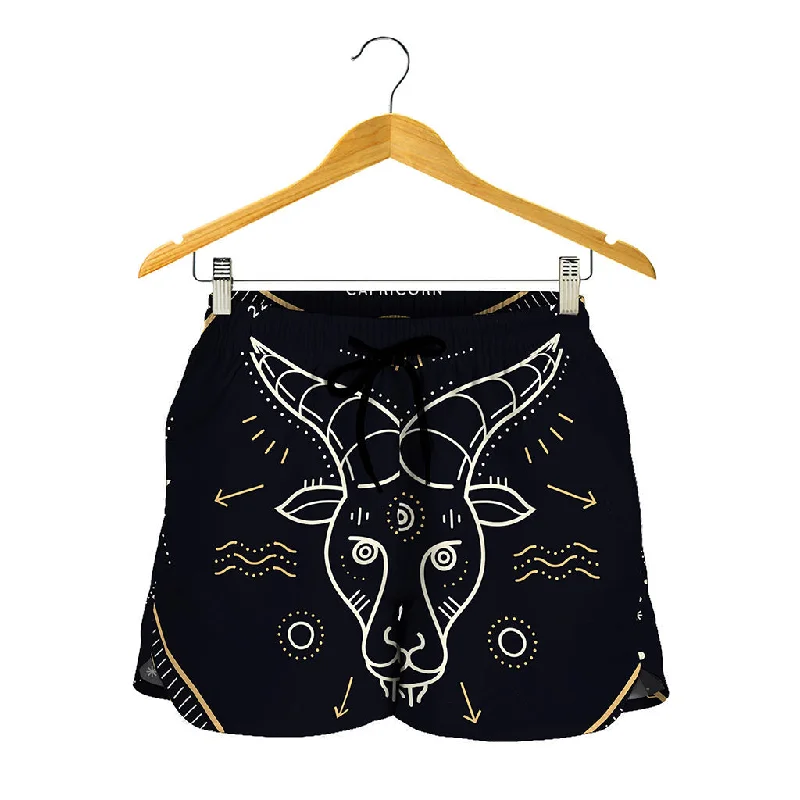 Vintage Capricorn Zodiac Sign Print Women's Shorts Soft Terry Shorts