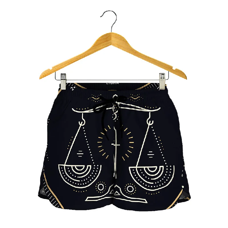 Vintage Libra Zodiac Sign Print Women's Shorts Comfortable Street Shorts