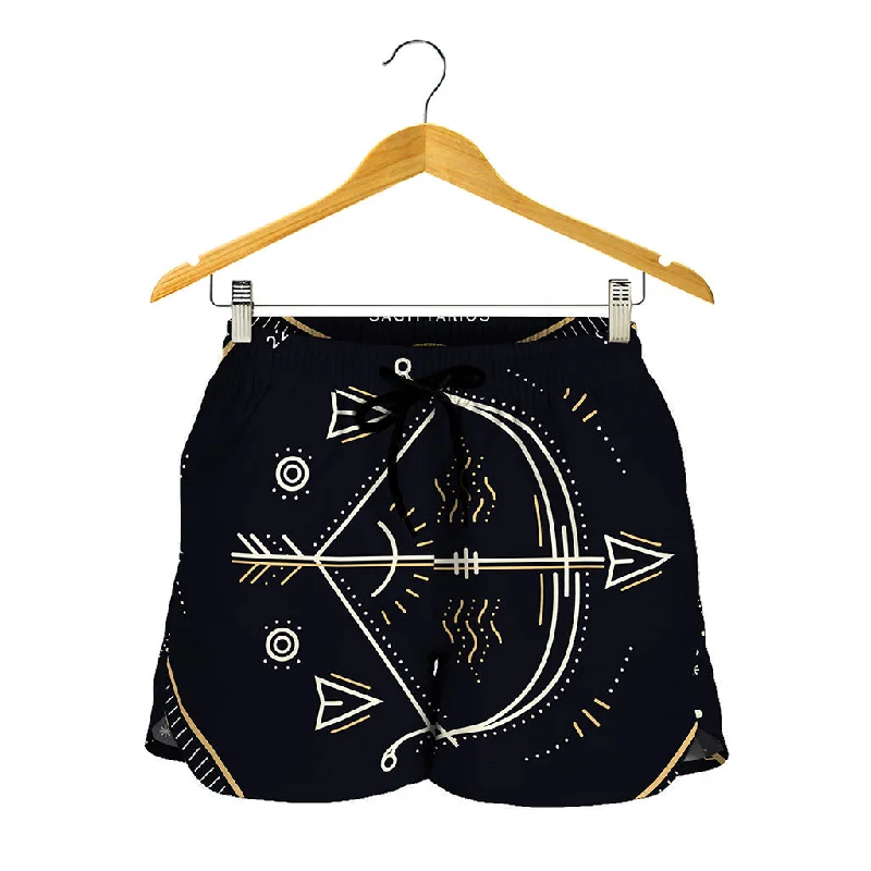 Vintage Sagittarius Zodiac Sign Print Women's Shorts Bold Graphic Shorts