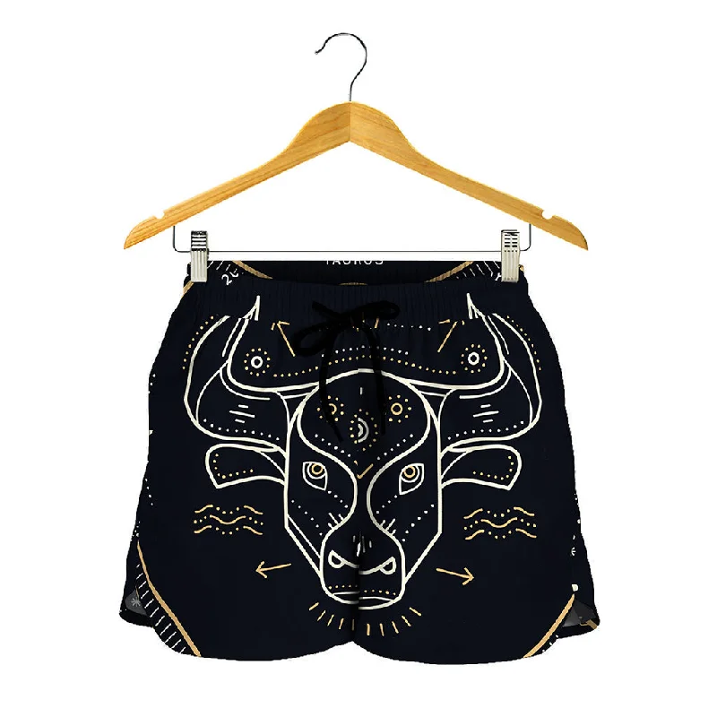 Vintage Taurus Zodiac Sign Print Women's Shorts High-Rise Jean Shorts