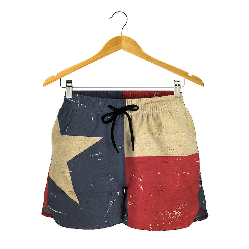Vintage Texas Flag Print Women's Shorts Breathable Workout Shorts