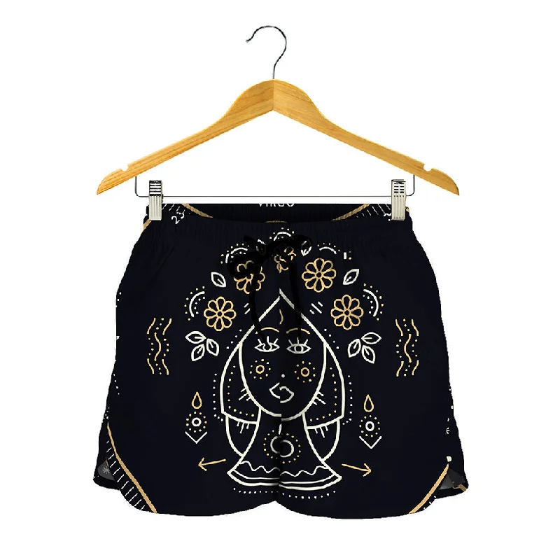 Vintage Virgo Zodiac Sign Print Women's Shorts Soft Pajama Shorts
