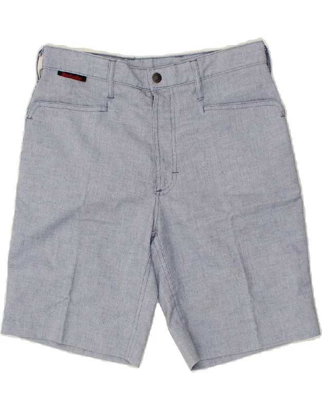 VINTAGE Womens Casual Shorts IT 40 Small W30  Blue Polyester Ribbed Knit Shorts