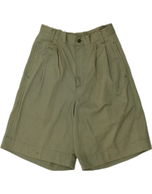 VINTAGE Womens High Waist Pegged Chino Shorts W26 Small  Khaki Easy-Wear Elastic Shorts