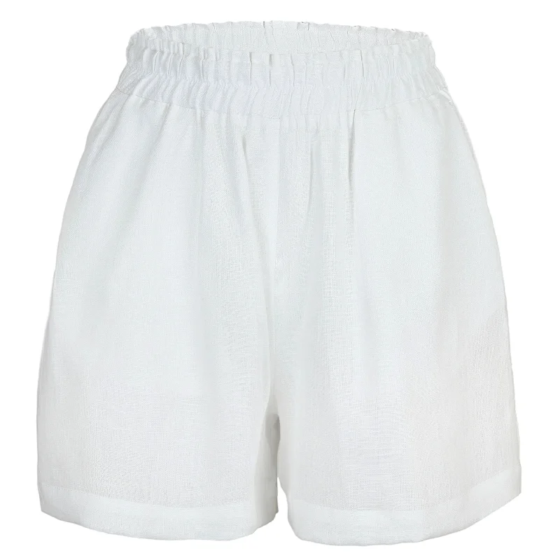 White Linen Shorts Vintage High-Rise Shorts