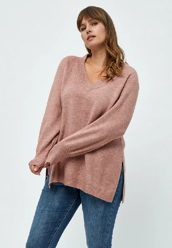 Aliah Pullover Curve - Ash Rose Melange Vintage Knitted Sweater