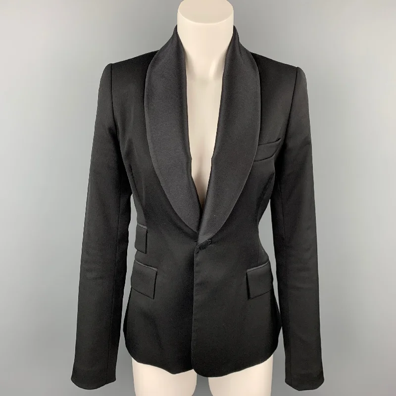ALVIN VALLEY Size 2 Black Virgin Wool Blend Jacket Blazer Women's Banquet Suit