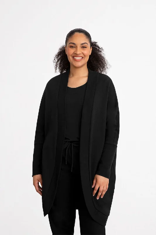 Bamboo Fleece Cocoon Cardi | Black Ultra-Soft Wool Sweater