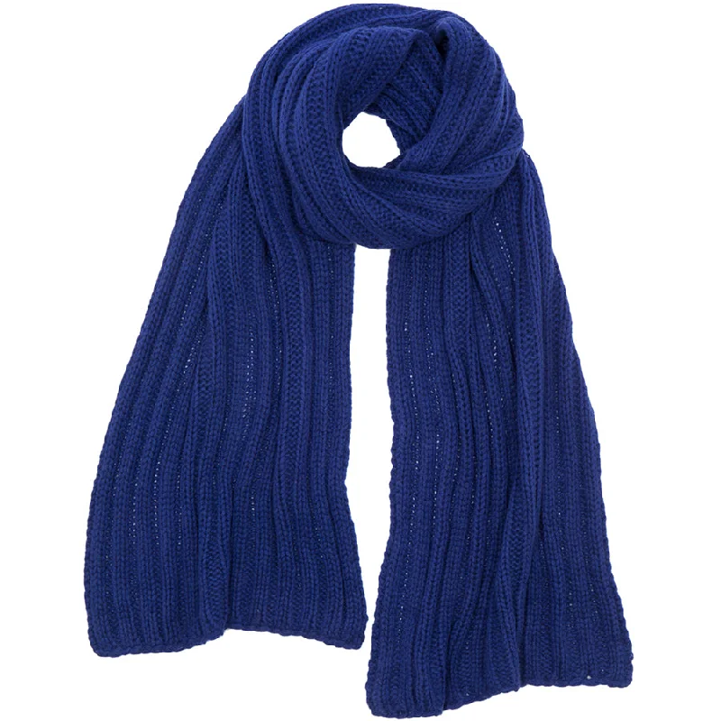 RIBBED CASHMERE SCARF "CLARA" IN BLUE Chunky Cable Knit
