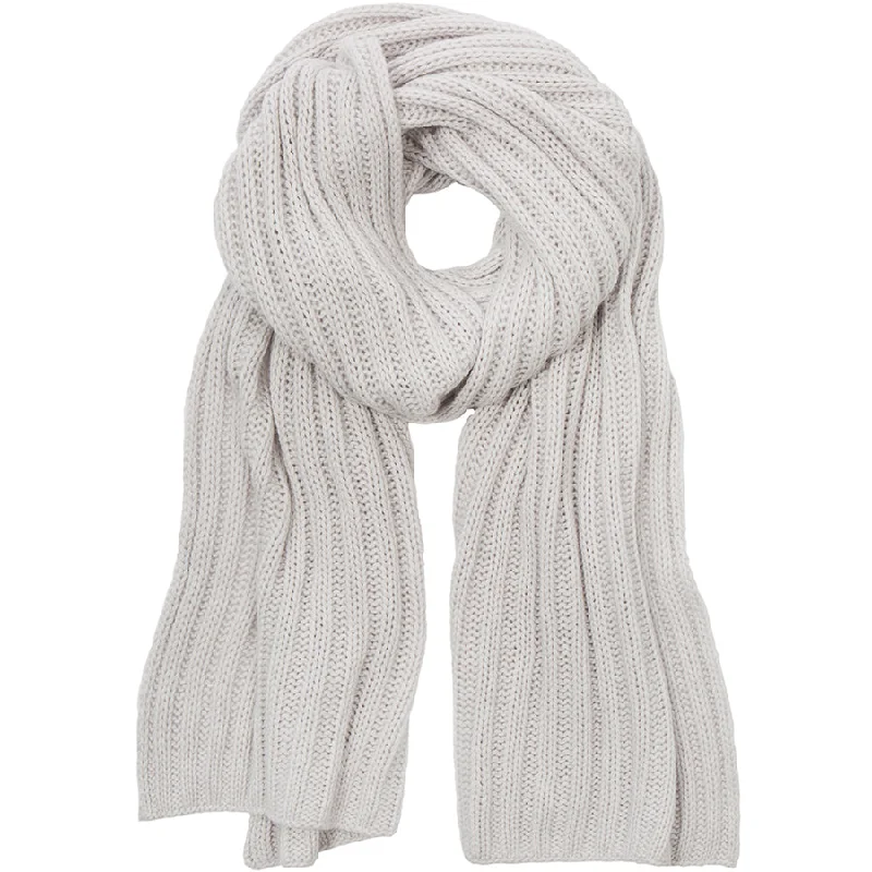 RIBBED CASHMERE SCARF "CLARA" IN LIGHT GREY Warm Loose Knit