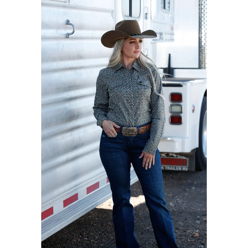 Cinch Women's Olive Snap Down Western Shirt Women's Patchwork Suit