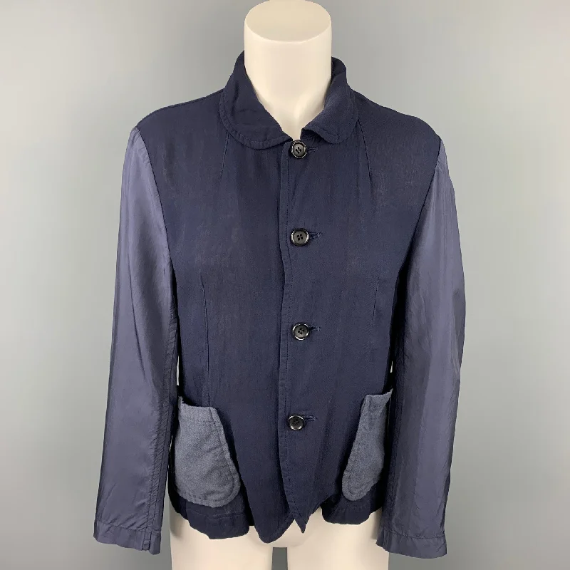 COMME des GARCONS TRICOT Size S Navy Cupro Wool Jacket Women's Elegant Suit