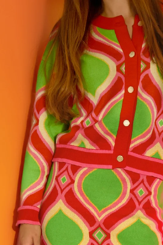 Coop Cardy Candy - Pink & Lime Ultra-Warm Wool Sweater