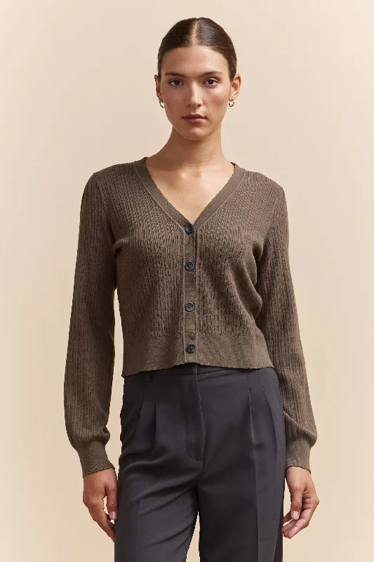 Cropped sweater with puffy sleeve Breathable Wool Sweater