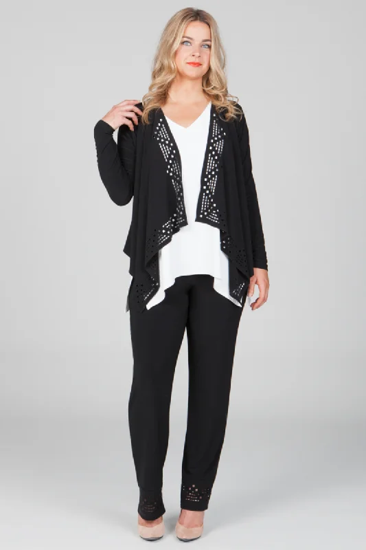 Deco Cardigan | Black Classic Cable Sweater