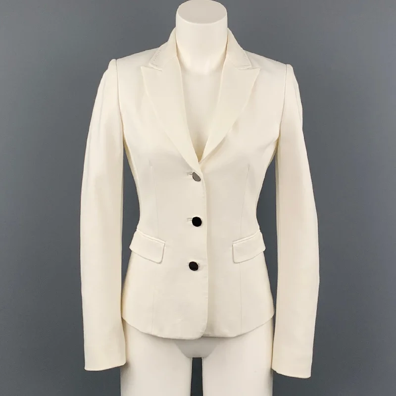 ELIE TAHARI Size S White Viscose Blend Jacket Blazer Women's Custom Jacket