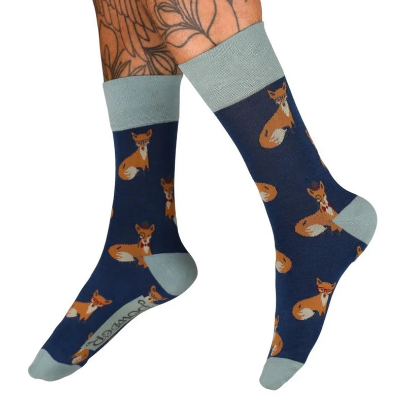 Esteemed Foxes Men's Socks in Blue Feminine Warm Sweater