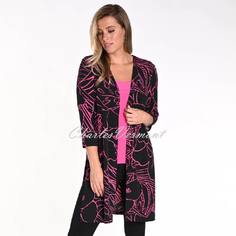 Frank Lyman Longline Printed Two-Way Cover Up Jacket - Style 241486 Ultra-Cozy Winter Sweater