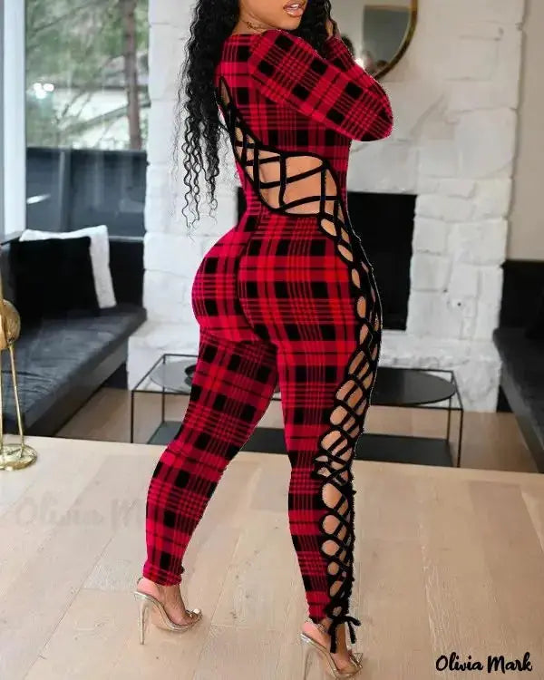 FZ Women's Geometric Print Lace-up Jumpsuit Women's Premium Blazer