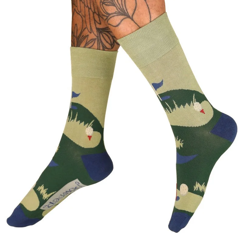 Hole In One Men's Socks in Moss Green Ribbed Knit Sweater
