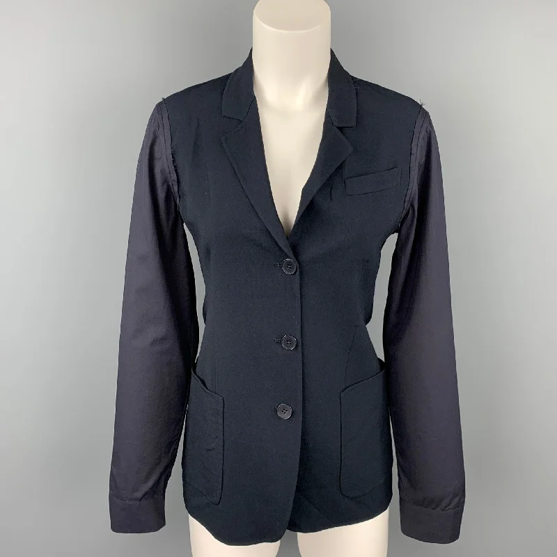 JIL SANDER Size 4 Black Virgin Wool Blend Jacket Blazer Women's Premium Blazer