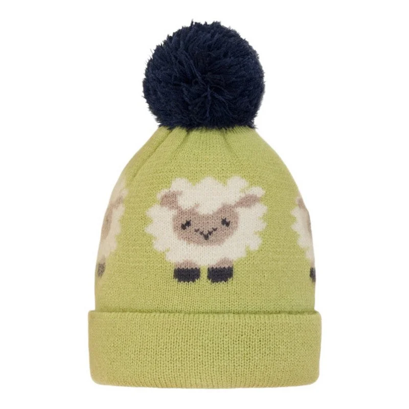 Kid's Knitted Sheep Hat in Sage Cold-Weather Wool Knit