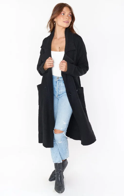 Melrose Sweater Jacket ~ Black Knit Classic Cashmere Blend