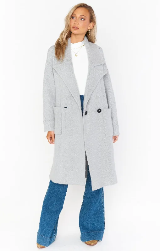 Melrose Sweater Jacket ~ Grey Knit Cold-Weather Wool Knit