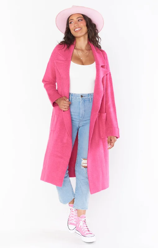 Melrose Sweater Jacket ~ Hot Pink Knit Feminine Fitted Sweater