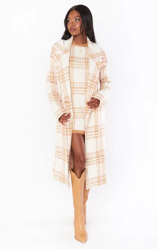 Melrose Sweater Jacket ~ Neutral Plaid Knit Layered Wool Sweater