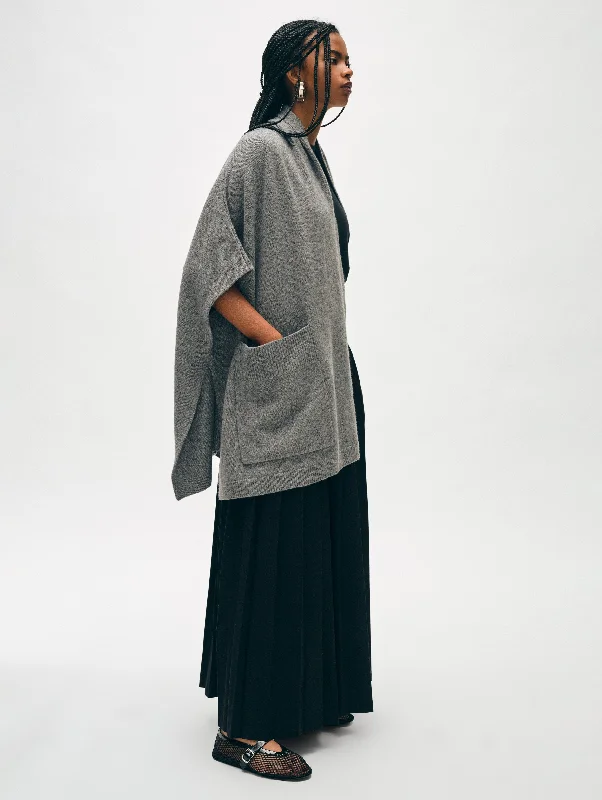 Merino Cashmere Open Poncho Casual Cozy Pullover