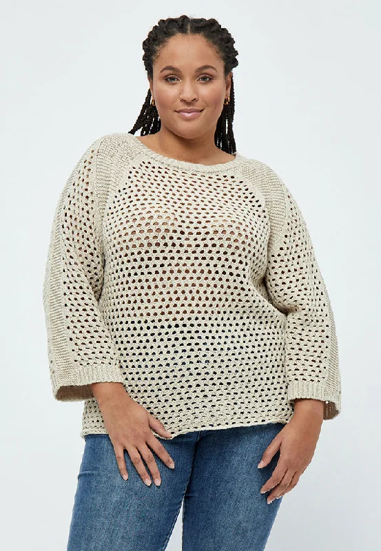 Miriam Raglan Knit Curve - Feather Gray Fuzzy Wool Pullover